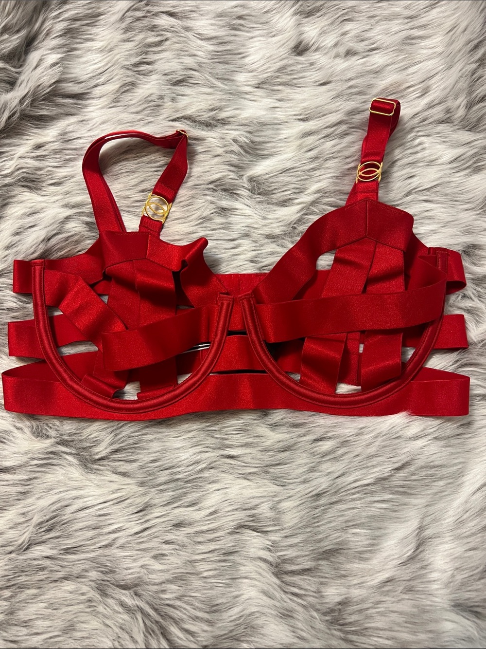 Victoria’s Secret Red Strappy Cage Bra - Women Intimates